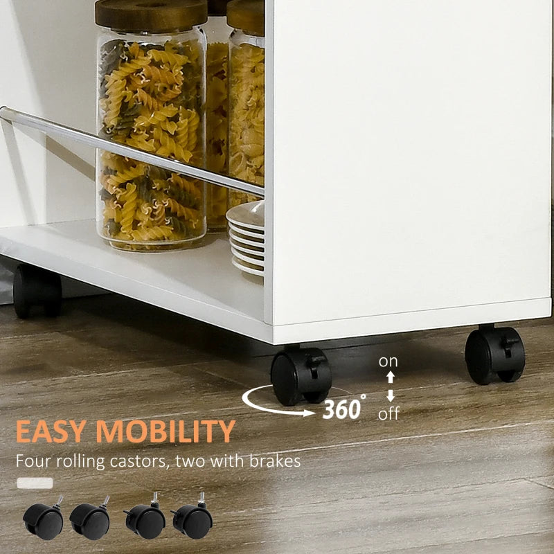 Carrello da Cucina in Truciolato e Acciaio Inox con 2 Ripiani Aperti, Cassetto Estraibile e Parapetti, 25x50x85 cm HJ7801-240V80HJ