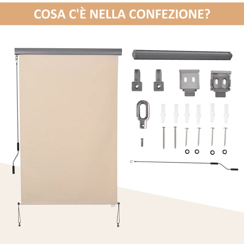 Tenda Avvolgibile Parasole con Manovella, Installazione a Muro o Soffitto, 120x200cm, Beige ZS4830-235CWZS4