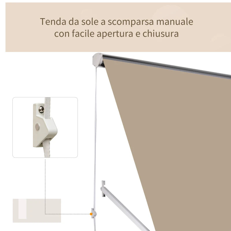 Tenda da Sole Avvolgibile a Parete a Caduta, Beige, 180x70cm WR401-0151WR4