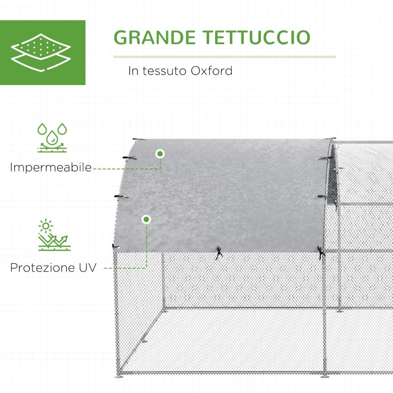 Recinto per Galline in Acciaio con Copertura Anti UV, 2.8x5.7x2m, Argento YH6D51-320YH6