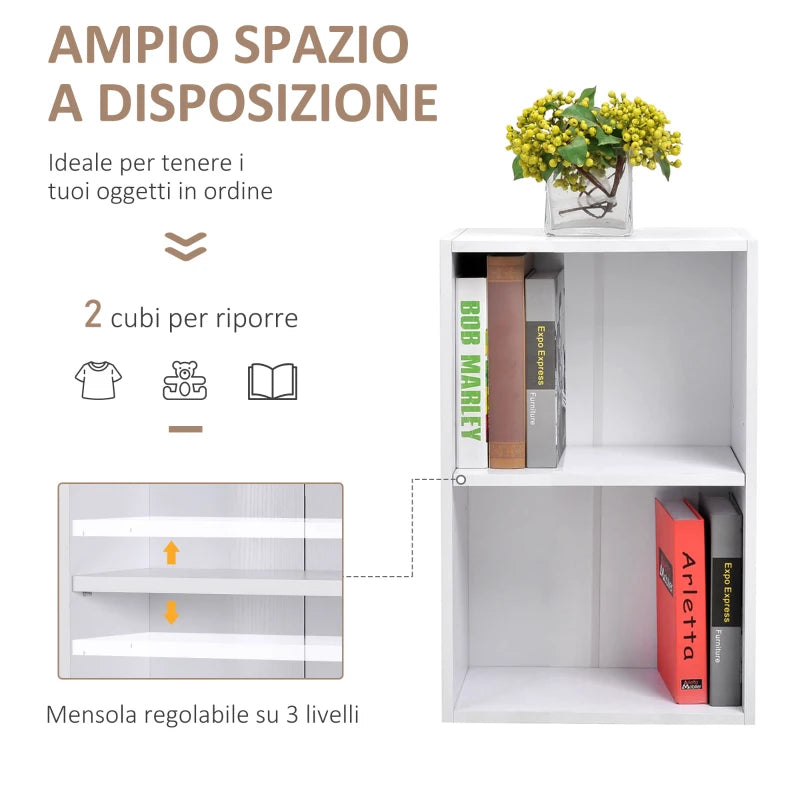 Libreria Bassa in Legno, Mobiletto Multiuso Design Moderno Bianco con Ripiano Regolabile 40x24x61cm JK502-0598JK5