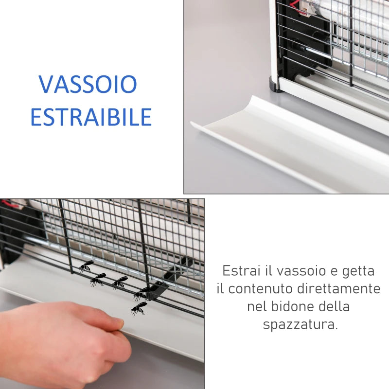 Elettroinsetticida da Esterno e Interno con Lampada Antizanzare UV per 60m², Zanzariera Elettrica 20W，Nero e argento XK7849-011SRXK7