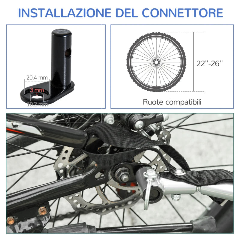 Rimorchio Bici Bambini con 2 Posti, 2 Cinture di Sicurezza, Telaio in Acciaio e Copertura in Tessuto Oxford Blu RE7440-008BURE7