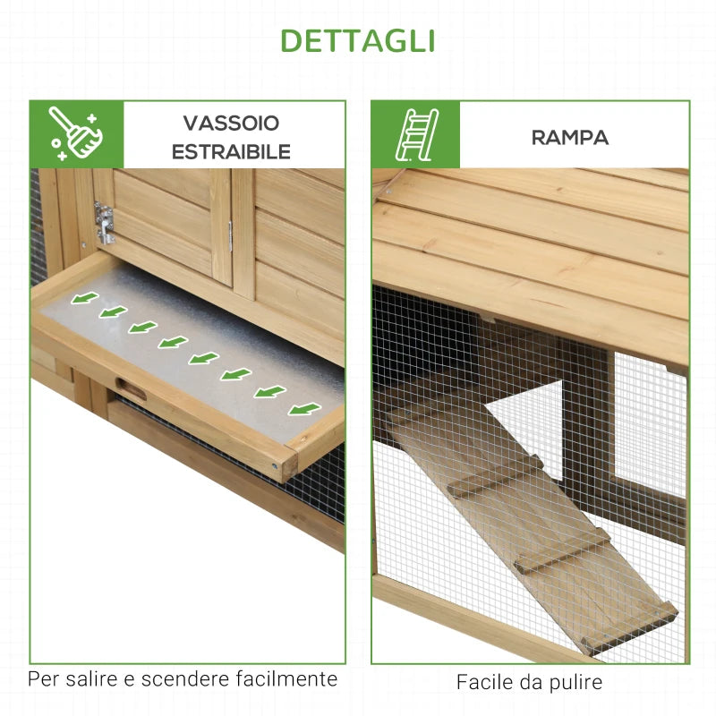 Pollaio Prefabbricato in Legno per 2 Galline con Recinzione e Nido per Cova, 150.5x54x87cm BG7D51-108BG7