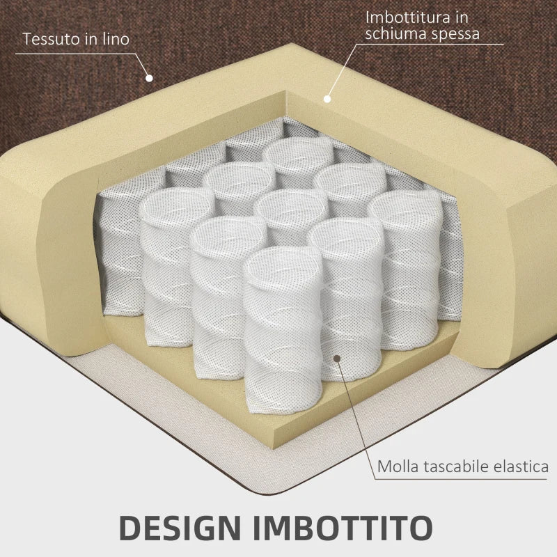 Poltrona Alzapersona Reclinabile con Poggiapiedi, in Tessuto Effetto Lino, 87x92x105 cm, Caffè OP6713-157V90CFOP6