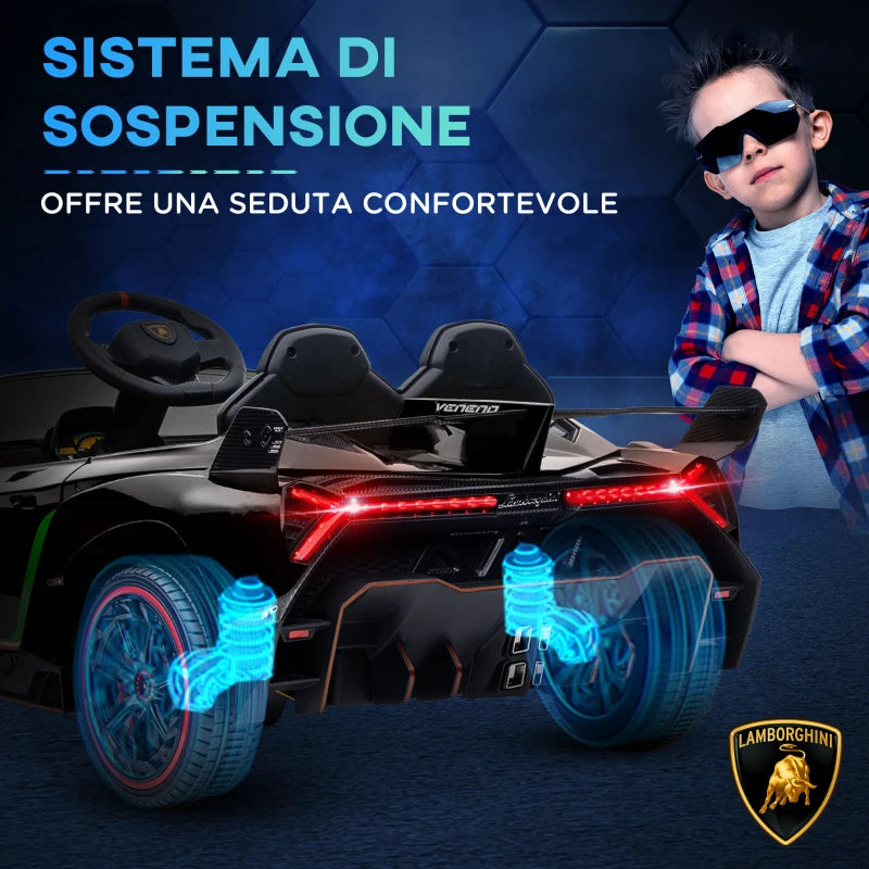 Macchina Elettrica per Bambini Lamborghini Veneno 12V con Telecomando, Età 3-6 Anni, Nero KJ9370-279V90BKKJ9