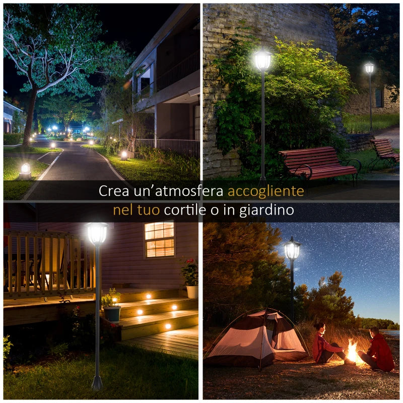 Lampada da Giardino Lampada da Terra LED da Esterno a Energia Solare Impermeabile IP44, 15x15x120 cm, Nero NE1842-107NE1