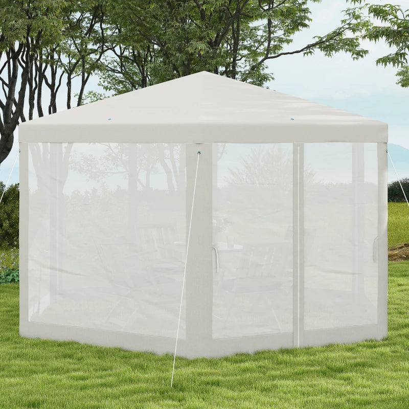 Gazebo da Giardino Esagonale con Doppio Ingresso, in Metallo e Poliestere, 3.94x3.94x2.5 m, Crema 84C-044V02CW