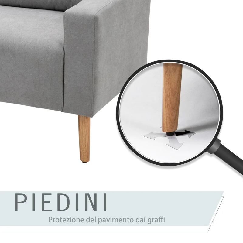 Divano 2 Posti Compatto Design Moderno Stile Nordico, Schienale Trapuntato, Colore Grigio RT2833-902GYMN2