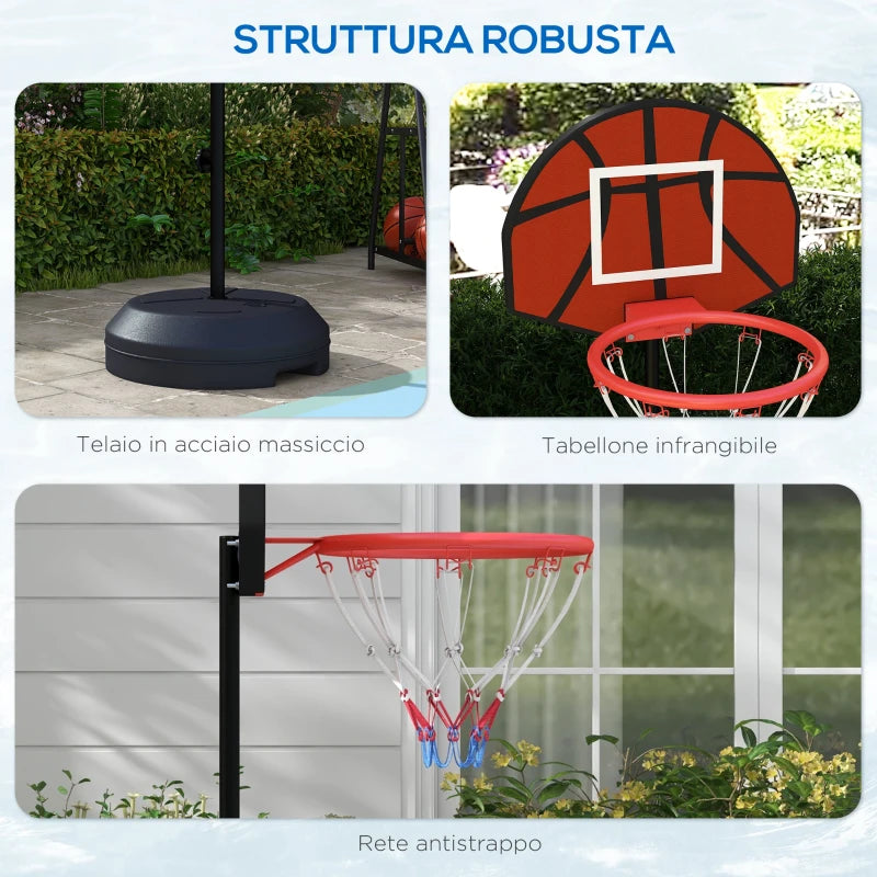 Canestro Basket con Bersaglio Freccette 2 in 1, in Acciaio e PE, 38.5x48.5x179 cm, Nero e Marrone GT7A61-054V00BKGT7