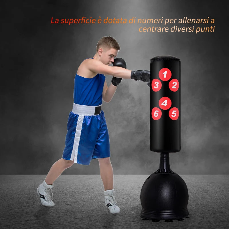 Sacco da Boxe da Terra, Sacco da Pugile per Adulti e Bambini, Fit Boxe Arti Marziali (50x50x165cm) WE3A91-063WE3