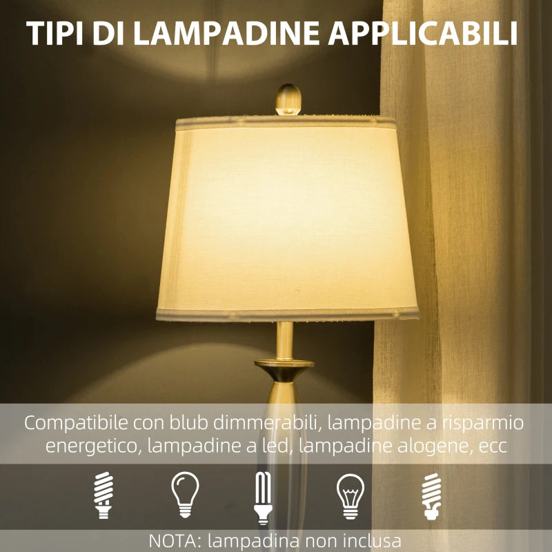 Set con Lampada da Terra e Lampada da Tavolo in Acciaio e Tessuto, Bianco e Argento RL7B31-334V90RL7