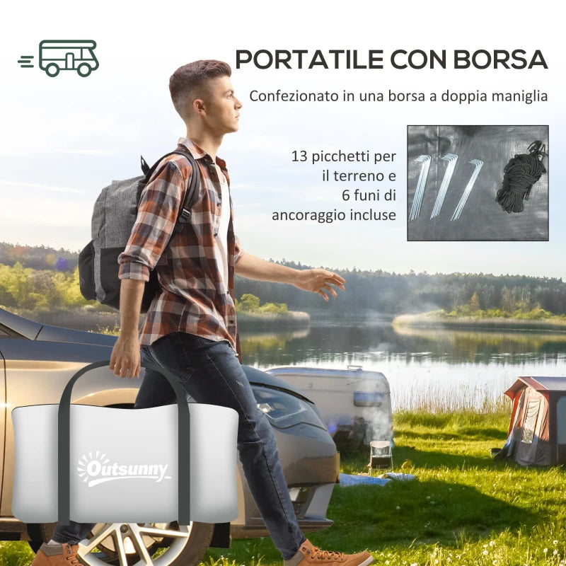 Tenda da Campeggio 4 Posti Impermeabile con Zona Notte e Zona Giorno, in Poliestere, 430x300x190 cm, Grigio EA1A20-397V00GYEA1