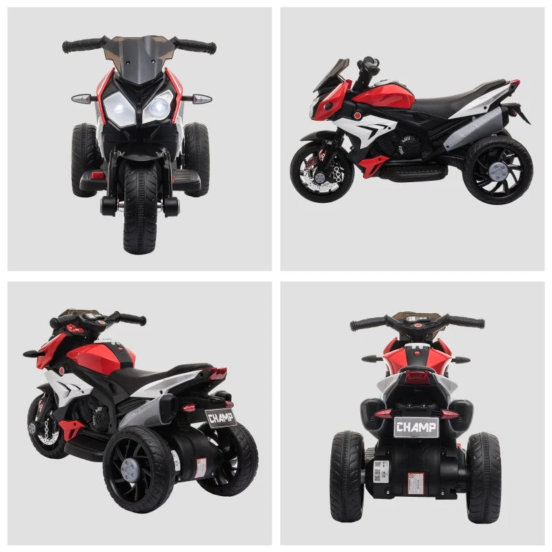 Moto Elettrica per Bambini 3-5 Anni Max. 25kg con Luci, Musica, Batteria 6V e Velocità 3km/h, 86cmx42cmx52cm Rossa HJ8370-103V90RDHJ8