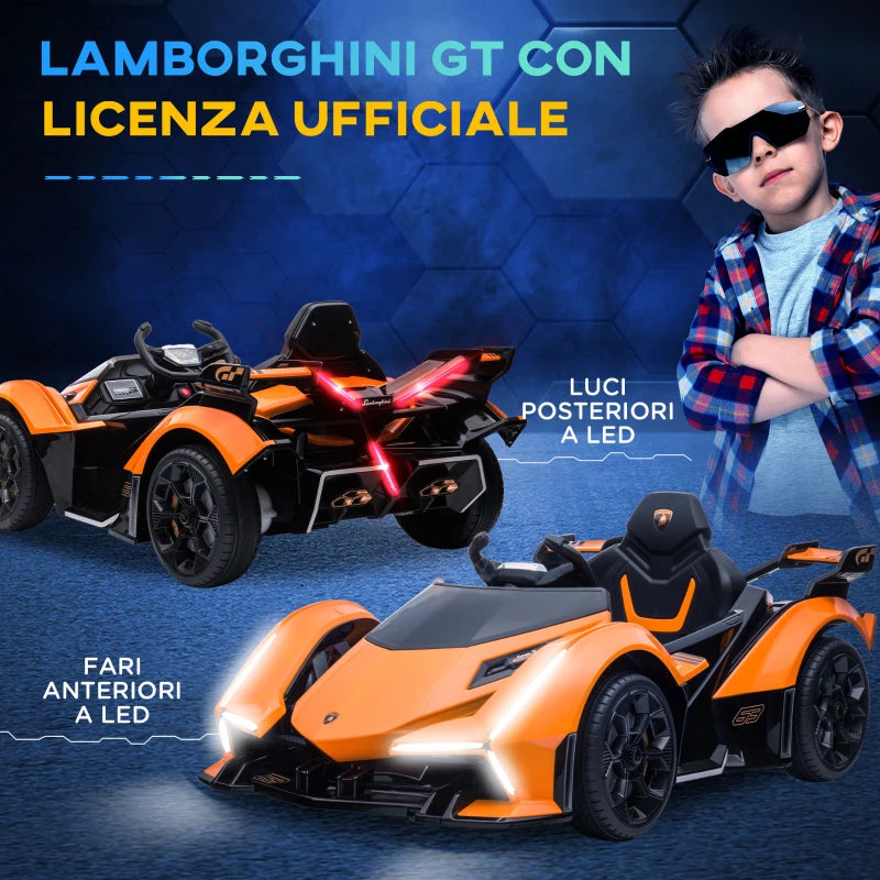 Macchina Elettrica per Bambini Lamborghini con Telecomando, Fari LED e Musica, Età 3+ Anni, Arancione TG6370-204V90OGTG6