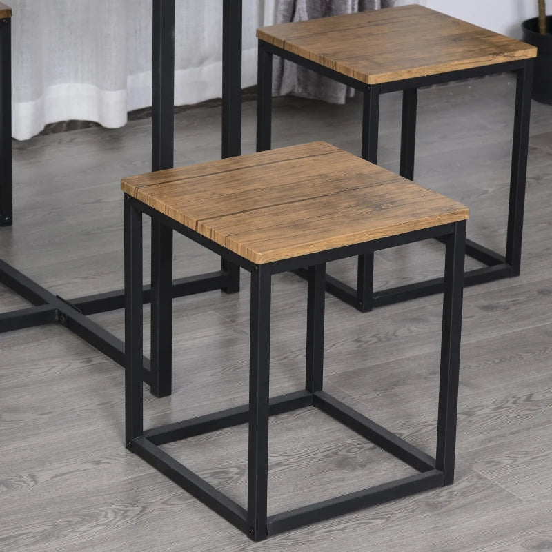 Set 5 Pezzi Tavolo con Sgabelli in Stile Industriale per Cucina, Casa o Ristorante, Nero e Color Legno RF2835-083V01RF2