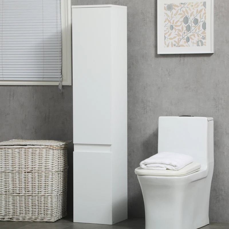 Mobile Bagno con 5 Ripiani Regolabili, Ante senza maniglie 30x28x152.5cm, Bianco TG9834-546V00WTTG9