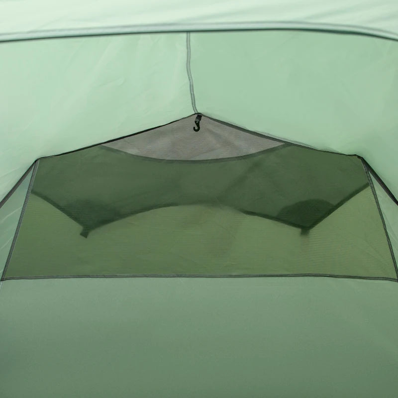 Tenda da Campeggio 2-4 Posti con Telo Impermeabile e Porte con Cerniera, 426x206x15 cm, Verde Scuro EN5A20-173EN5