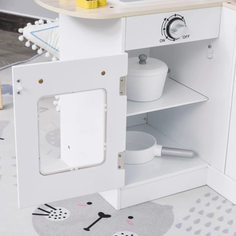 Cucina Giocattolo per Bambini da 3 Anni in Su in Legno, Bianco HN6350-079WTHN6