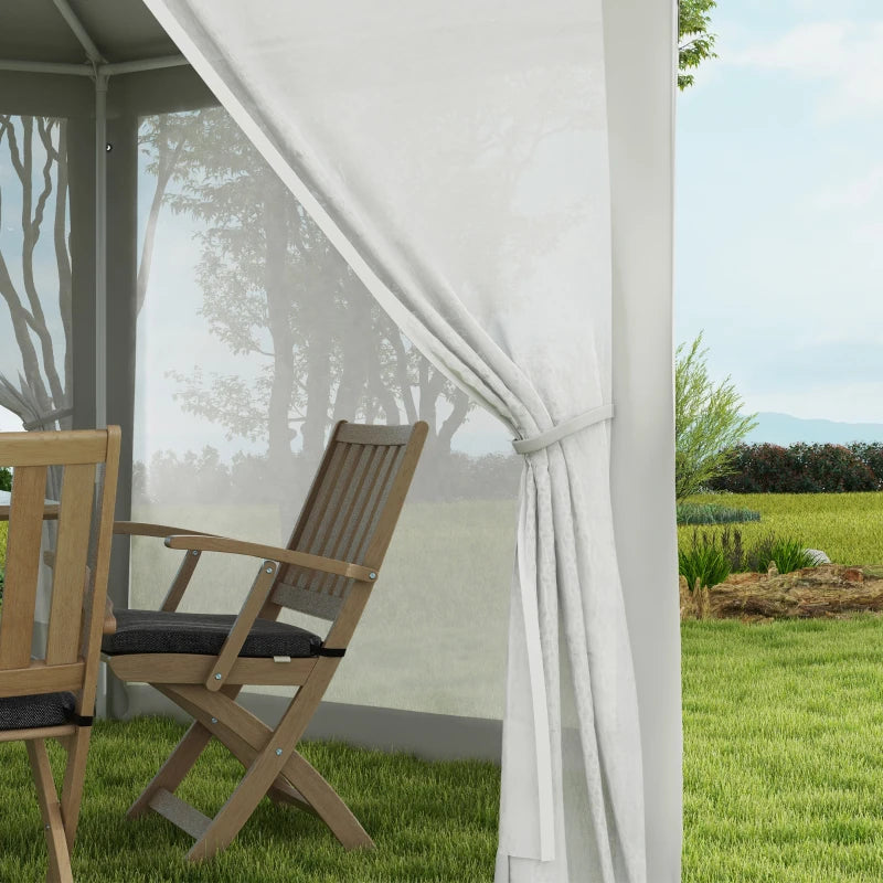 Gazebo da Giardino Esagonale con Doppio Ingresso, in Metallo e Poliestere, 3.94x3.94x2.5 m, Crema 84C-044V02CW