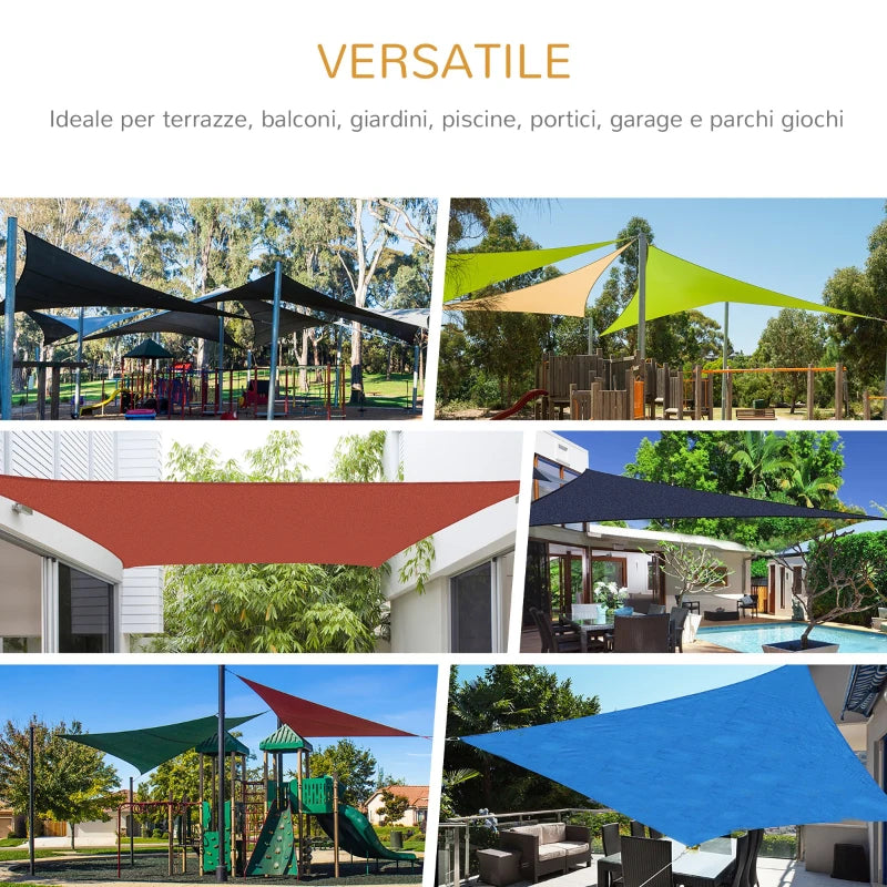 Vela Ombreggiante Rettangolare, Tenda da Sole per Esterno in Poliestere Anti UV Traspirante 3x4m Color Sabbia GT9840-142SDGT9