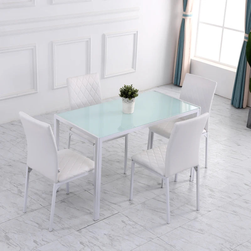 Set 4 Sedie Imbottite per Sala da Pranzo con Rivestimento in Similpelle, 41x50x91cm - Bianco ER2835-478WTER2