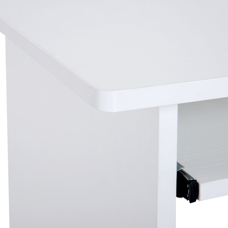 Scrivania per Computer Porta PC Moderna Salvaspazio, Scrivania da Uffcio con Ripiano per CPU e Mensola Tastiera Estraibile in Legno, 80x45x75cm, Bianco QU6836-092WTQU6