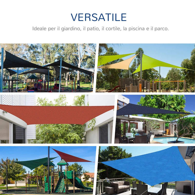 Tenda da Sole Vela Ombreggiante Triangolare 5x5x5m Anti-UV e Traspirante in HDPE, Bianca e Blu KJ5840-231BUHJ5