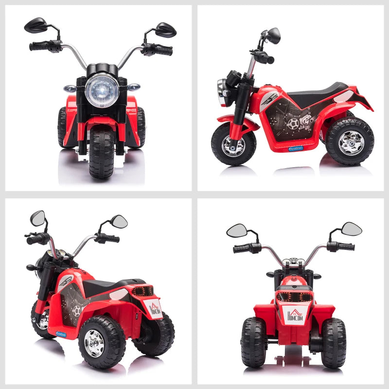 Moto Elettrica per Bambini a 3 Ruote con Luci e Suoni, Batteria Ricaricabile 6V, Velocità 2 km/h, per Bimbi da 18-36 Mesi, 72x57x56cm Rossa DP7370-188V90RDDP7