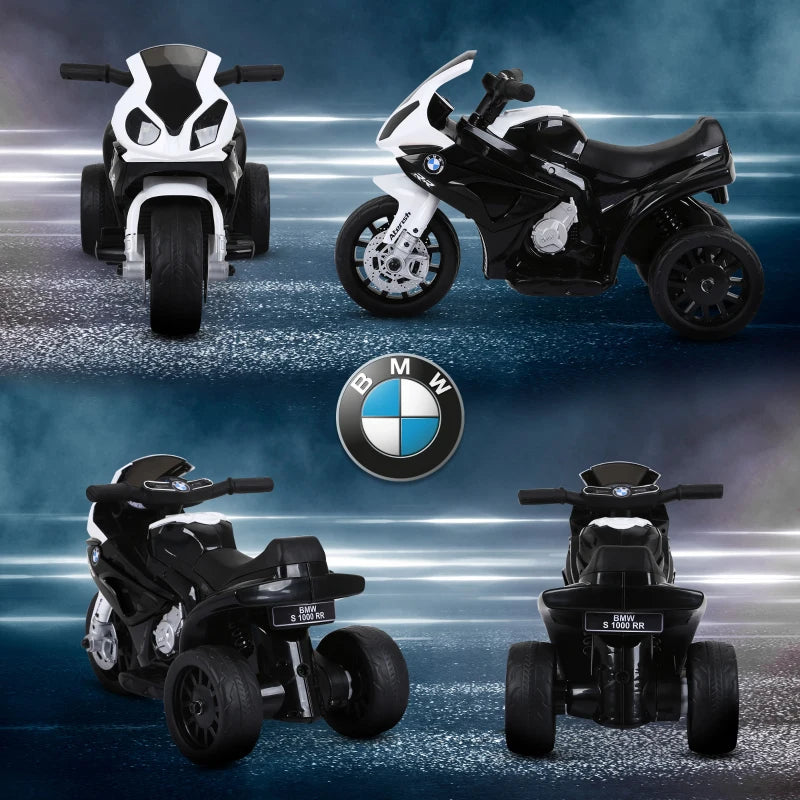 Moto Elettrica per Bambini Max. 20kg con Licenza BMW, 3 Ruote, Batteria Ricaricabile 6V, Bianca Nera, 66x37x44cm GB5370-064BKGB5