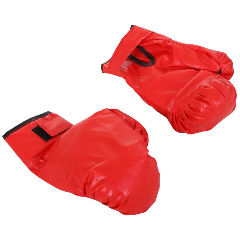 Punching Ball per Adulti e Bambini(Ф48cmx136-154cm), Sacco Boxe da Terra con 4 Ventose, Guantoni Inclusi, Rosso e Nero YU9A91-097BKYU9