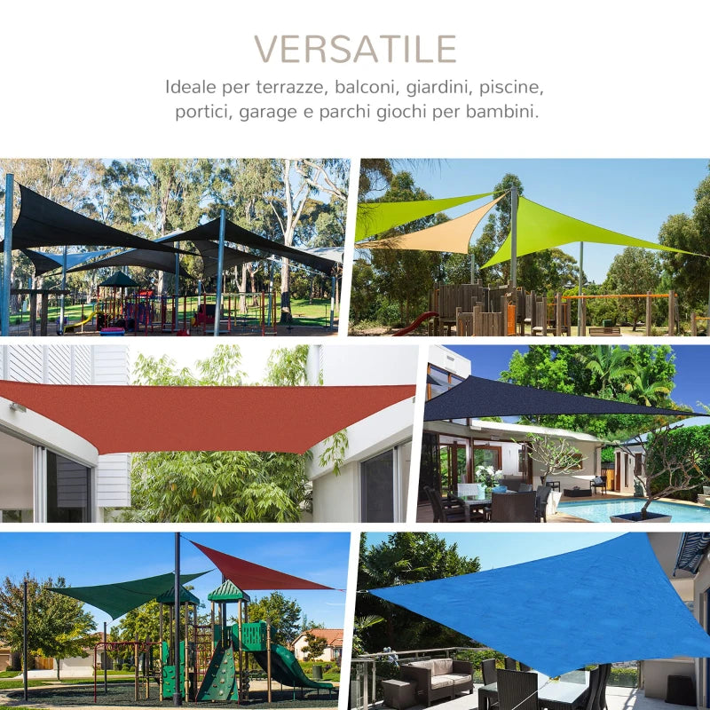 Tenda Parasole Triangolare 4x4x4 m in Tessuto Anti-UV Impermeabile Beige per Esterni TR401-0620TR4