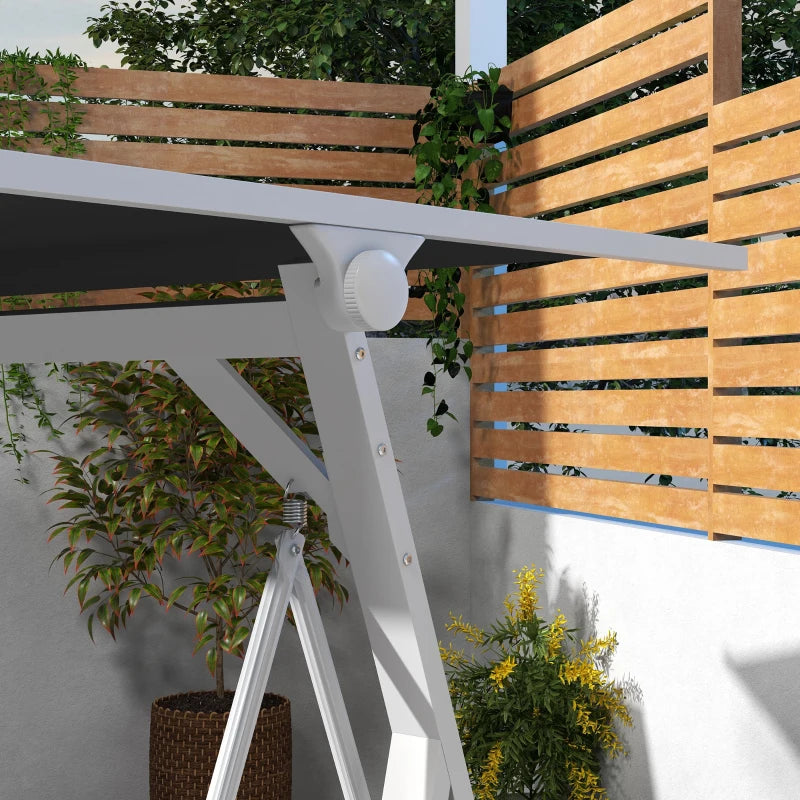 anchina da Giardino 3 Posti con Tettuccio Inclinabile, in Acciaio, 205x130x175 cm, Grigio Scuro 84A-315V00CG