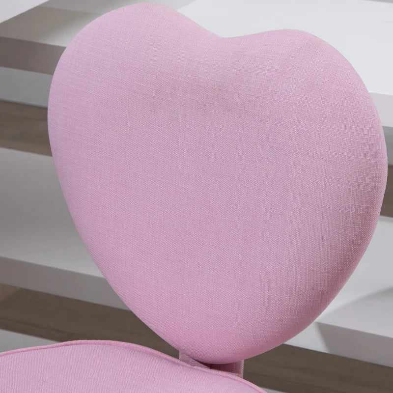 Sedia per Scrivania a Forma di Cuore con 5 Rotelle e Altezza Regolabile in Tessuto Rosa, 40x50x79-89cm JH5833-942JH5