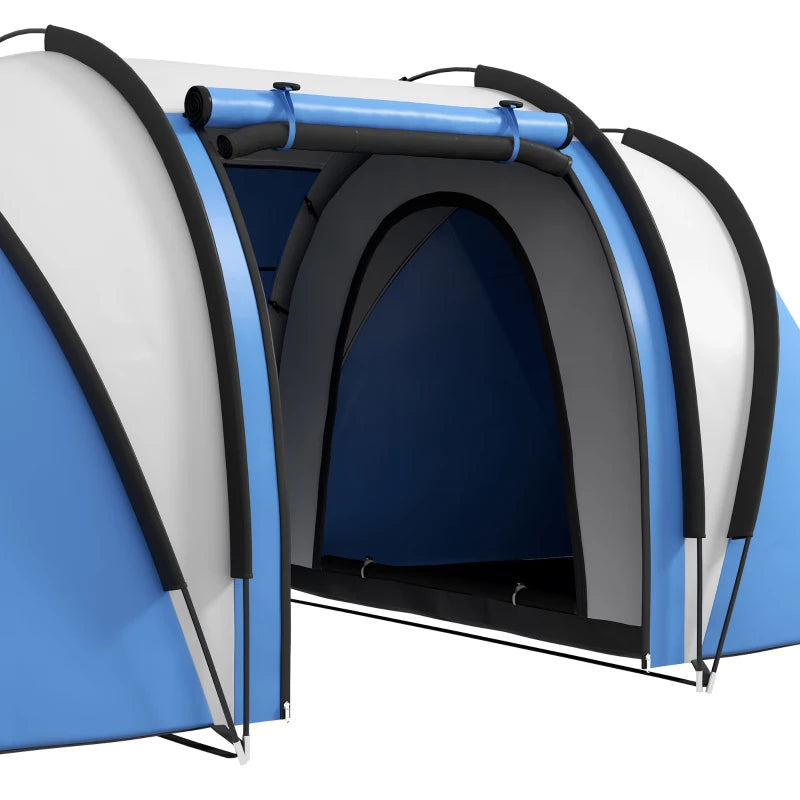 Tenda da Campeggio 2 Posti Impermeabile con 2 Stanze Borsa di Trasporto, 220x450x180 cm, Blu EH7A20-387V00BUEH7