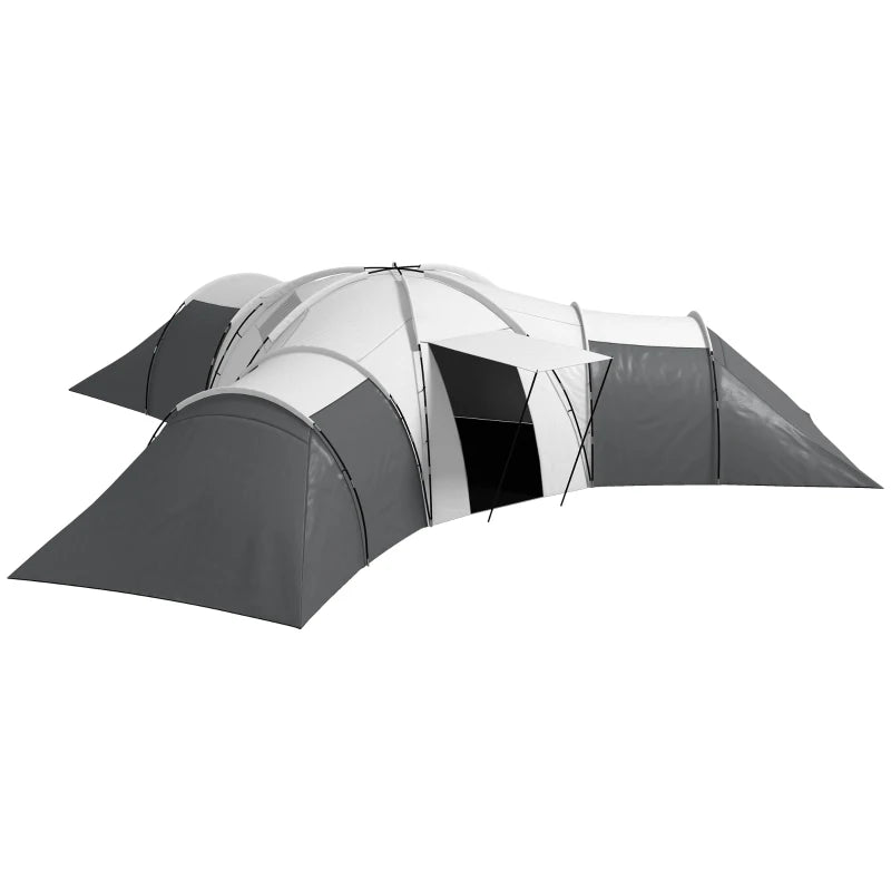 Tenda da Campeggio 6 Posti Impermeabile con 3 Aree Notte, Soggiorno e Portico, in tessuto Oxford, Grigio WQ1A20-351V00CGWQ1