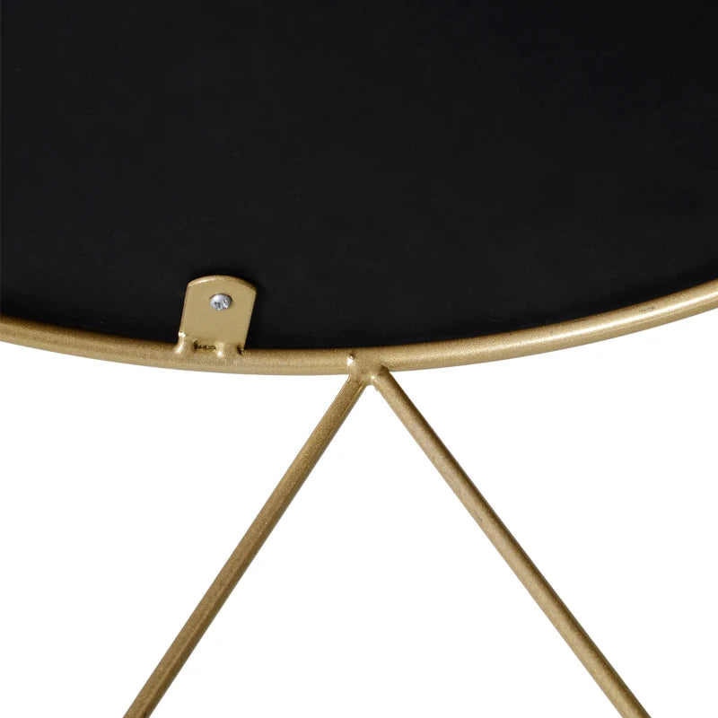 Tavolino da Caffè dal Design Geometrico, Tavolino da Salotto Moderno in Metallo e MDF, Colori: Oro e Nero (Φ45x48cm) TY1833-733TY1