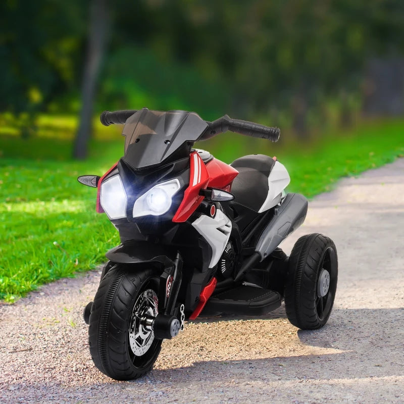 Moto Elettrica per Bambini 3-5 Anni Max. 25kg con Luci, Musica, Batteria 6V e Velocità 3km/h, 86cmx42cmx52cm Rossa HJ8370-103V90RDHJ8