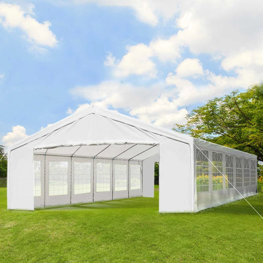 Tendone da Giardino con Pareti Removibili, in Acciaio e PP, 12x6x3.2 m, Bianco 84C-020