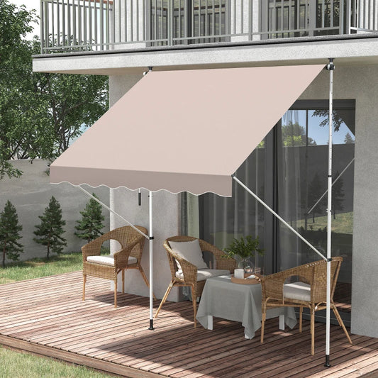 Tenda da Sole 2x1.5 m per Esterno a Rullo con Manovella e Angolazione Regolabile, Beige WD6840-182CWWD6