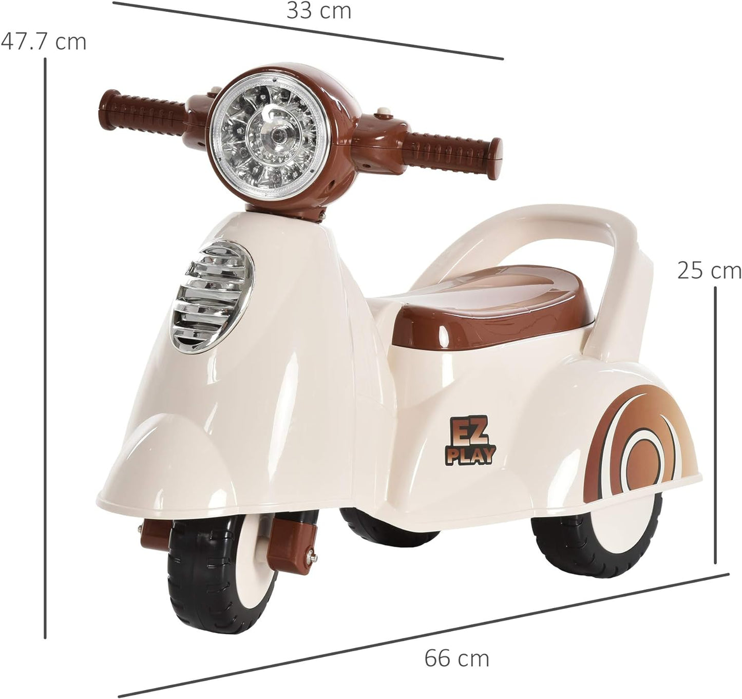 Moto per Bambini 12-36 mesi, Triciclo Senza Pedali con Luci e Suoni Realistici, Beige e Marrone, 66x33x 47.7cm giocattoli giocattolo RF6370-106WTDD3