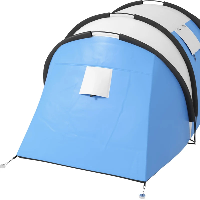 Tenda da Campeggio 2 Posti Impermeabile con 2 Stanze Borsa di Trasporto, 220x450x180 cm, Blu EH7A20-387V00BUEH7