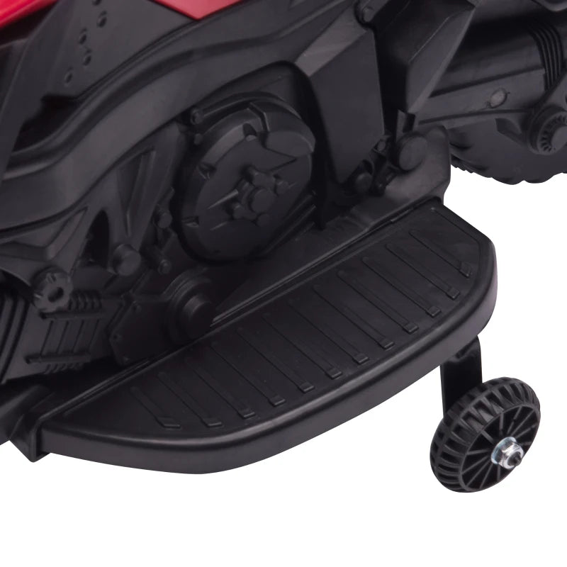 Moto Elettrica per Bambini con Fari e Clacson, Batteria 6V Velocità 3km/h, Età 18-48 Mesi, 88.5x42.5x49cm, Rosso GB7370-159V90RDGB7