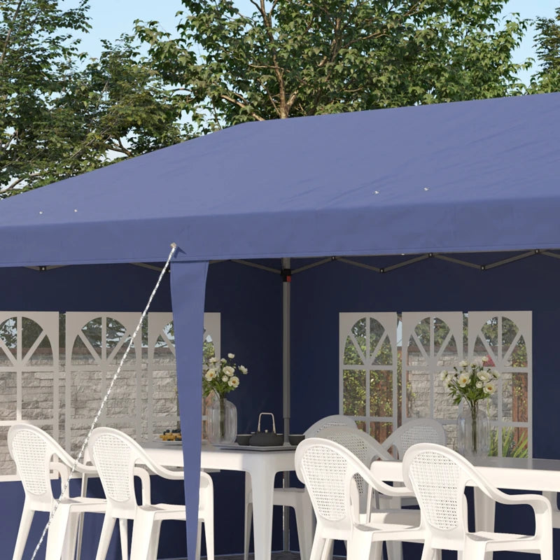 Gazebo da Giardino 6x3 m Regolabile in Altezza con Pareti Removibili, in Acciaio e Poliestere, Blu 84C-431V00BU