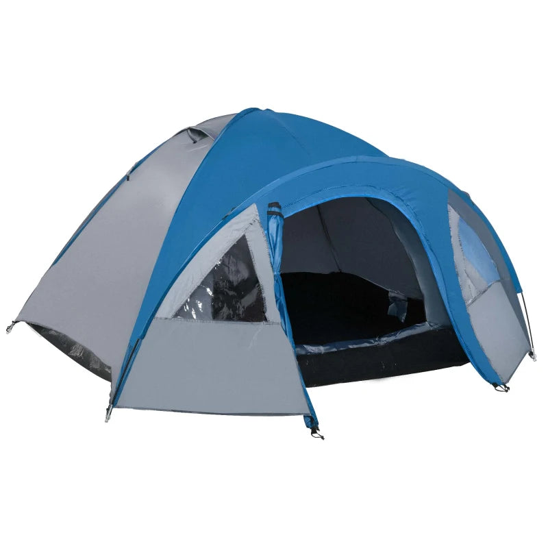 Tenda da Campeggio 2 Posti con Tasche e Gancio, in Poliestere e Fibra di Vetro, 3x2.50x1.30 m, Blu RS2A20-055RS2