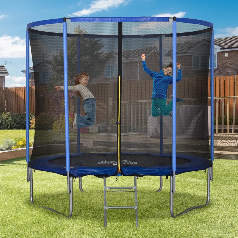 Tappeto Elastico per Bambini e Adulti con Rete e Bordo Imbottito, Giochi da Giardino e Casa Φ244x240cm Blu e Nero YH5A71-015V05YH5