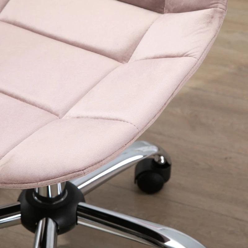 Sedia da Ufficio Girevole , Design Ergonomico e Regolabile Senza Braccioli, Rosa, 59x59x81-91cm BY4921-366PKBY4