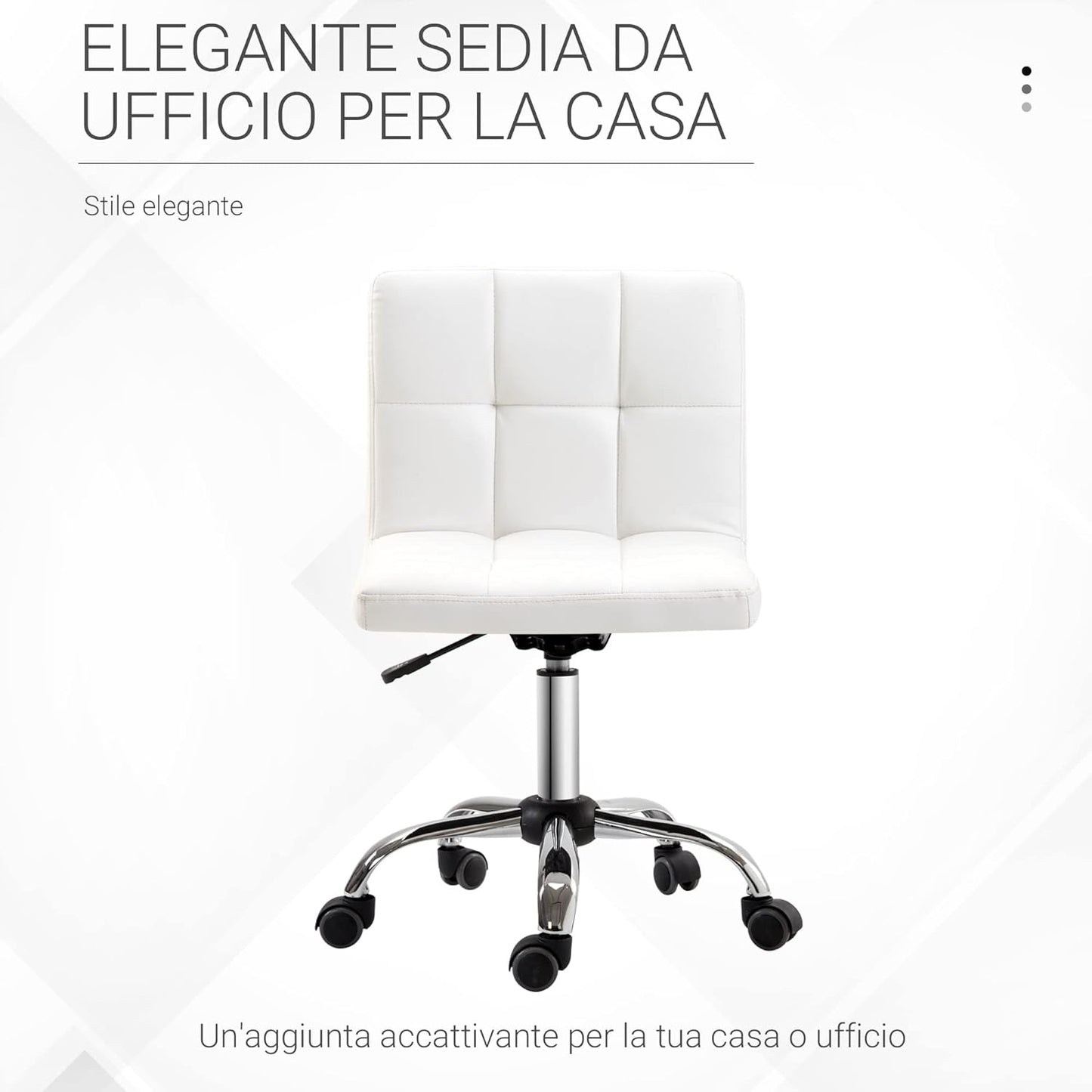 Sedia da Ufficio Ergonomica studio Sedia Girevole Altezza Regolabile in eco pelle 46 × 51 × 80-92cm 88902-0701F55