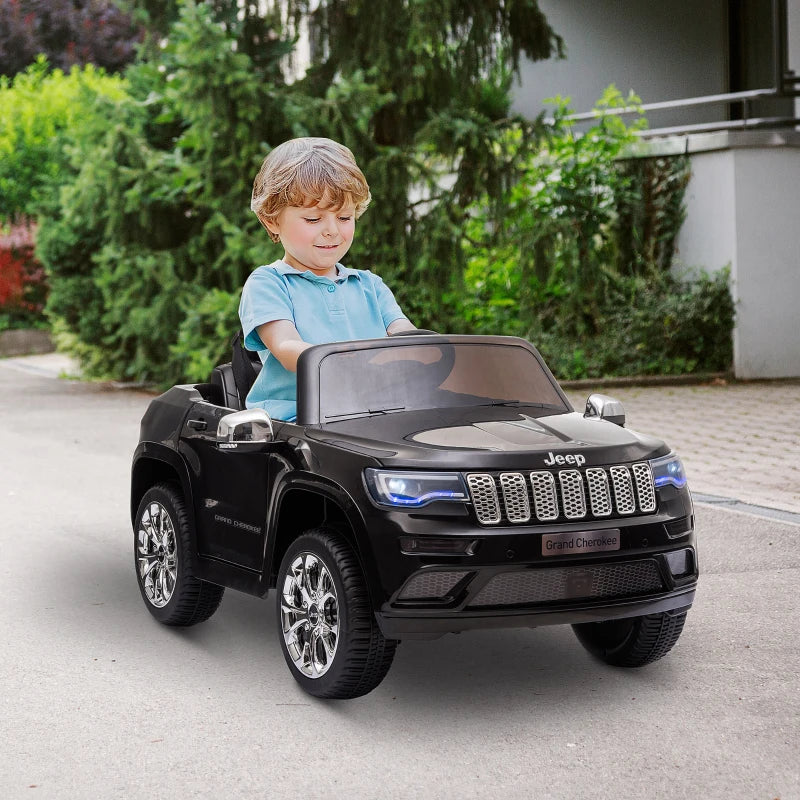 Macchina Elettrica Jeep per Bambini 12V, Guida Manuale e con Telecomando Velocità 0-3km/h, 114x76x58cm, Nero KH4370-190KH4