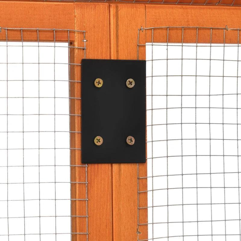 Gabbia per Galline in Legno con Porte Multiple e Rete in Metallo, 140x88.5x106cm, Arancione HJ8D51-364V00OGHJ8